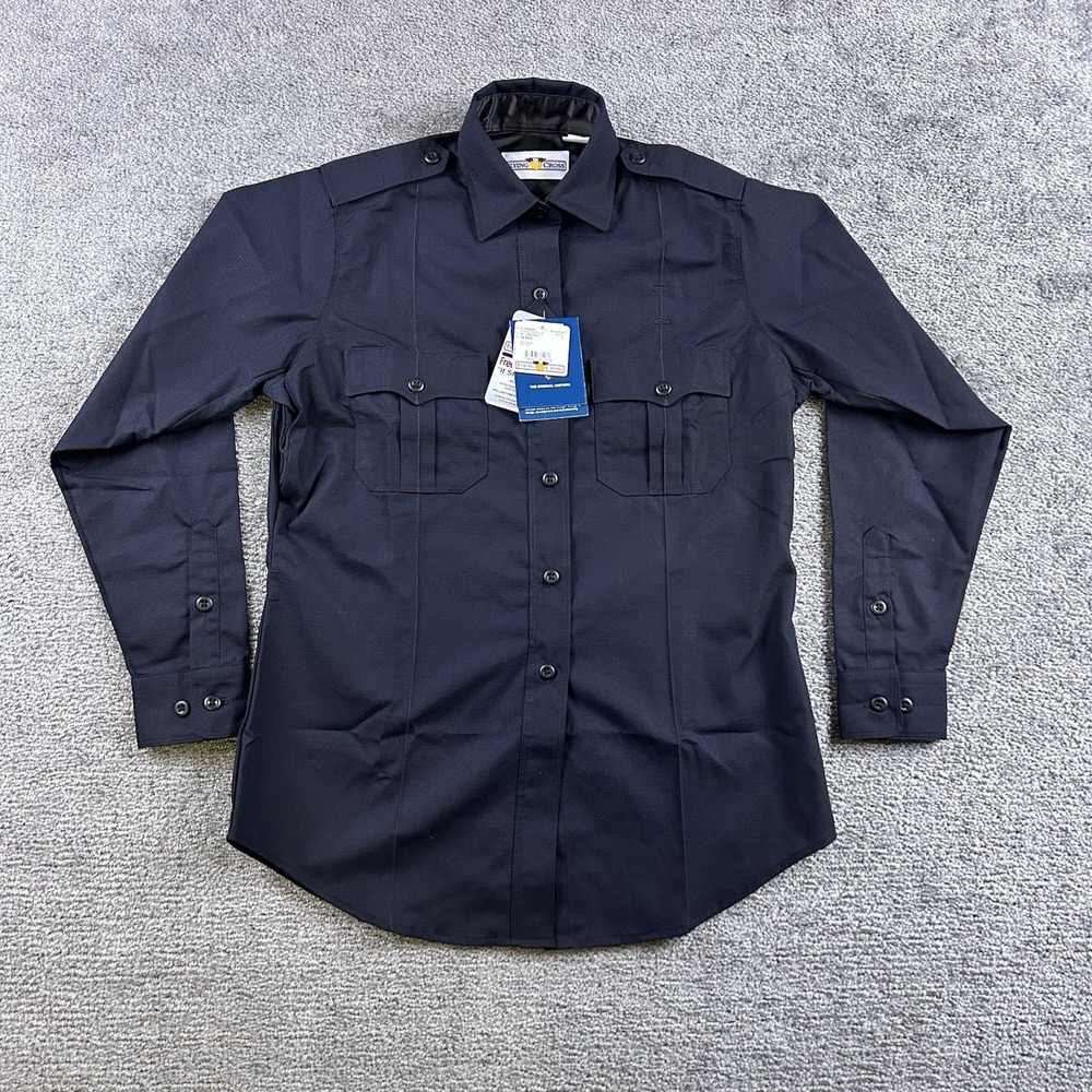 Flying Cross FX5020W Womens Uniform Shirt LAPD Navy Blue Ripstop LS Size 36 REG